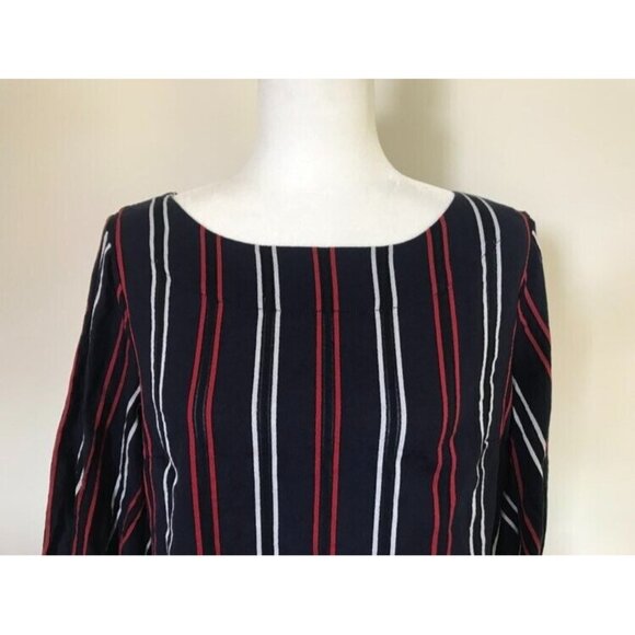 CABI Freedom Stripe Flag Blouse Size Medium Navy, Red, White Balloon Sleeves - Picture 3 of 9